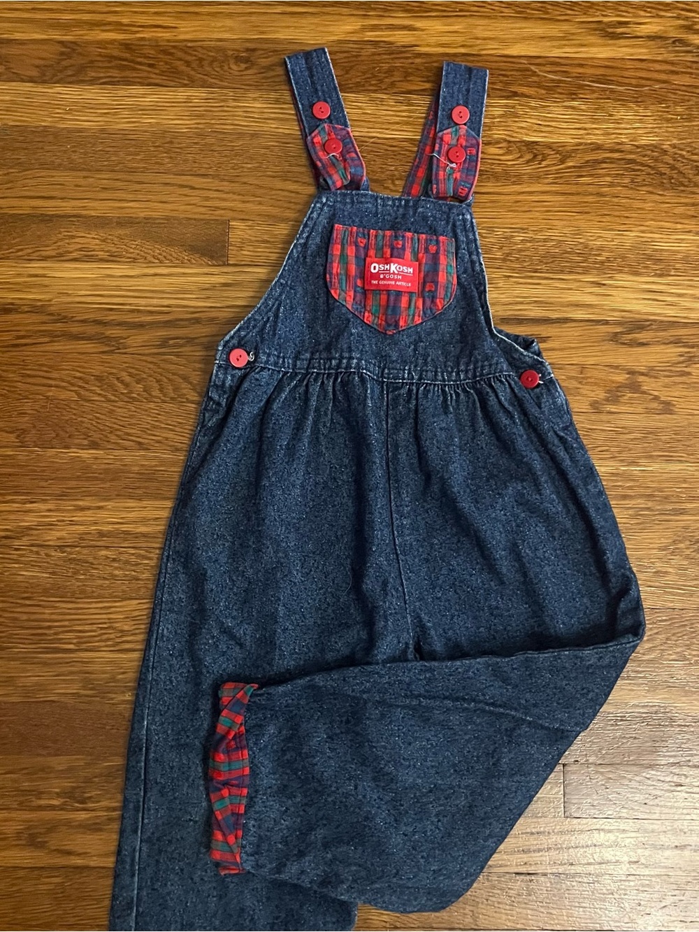 Vtg 90s OshKosh overalls 4T apples print bow USA cotton